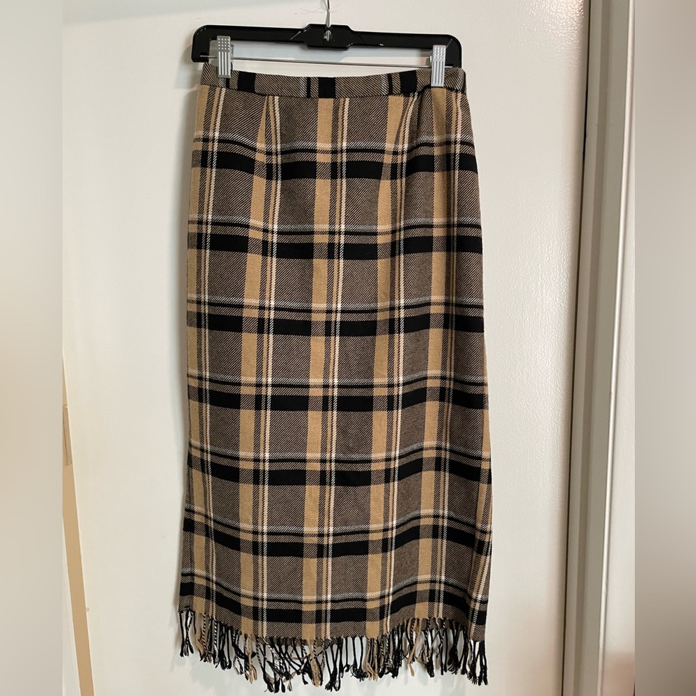 VINTAGE plaid midi skirt.